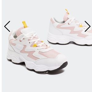 New! Pink and white chunky dad sneakers